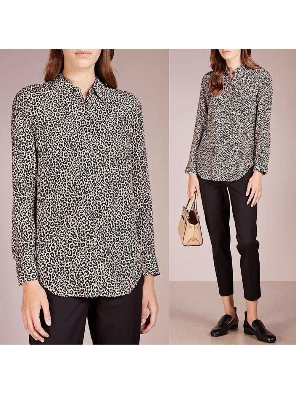 J. Crew Silk Leopard Print Button Up Top
